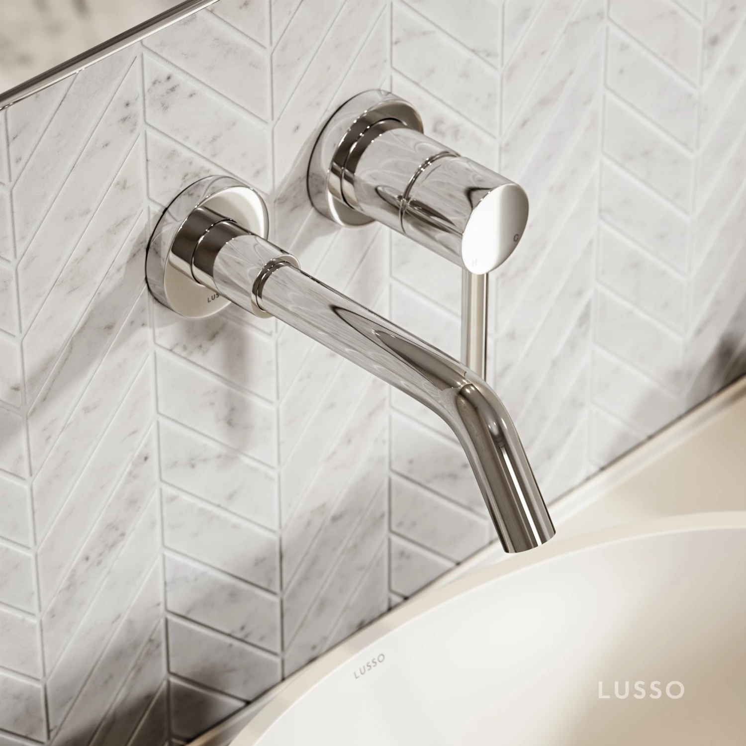 Luxe Chrome Wall Mounted Basin Mixer Tap V1 3 Luxe Chrome Wall Mounted Basin Mixer Tap V1 - Image 3