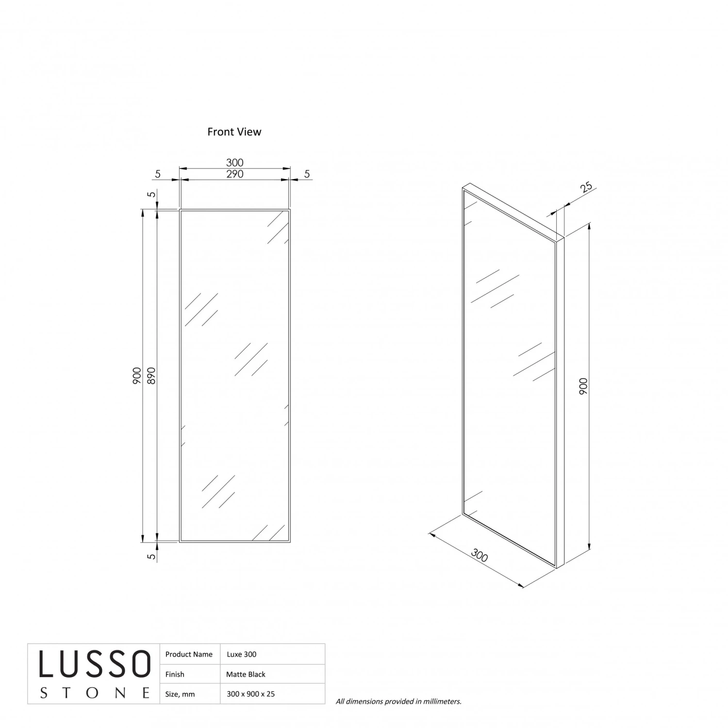Luxe Matte Black Mirror 300mm 3 Luxe Matte Black Mirror 300mm - Image 3