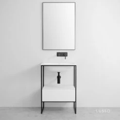 Luxe Matte Black Mirror 600mm