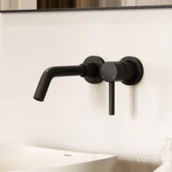 Luxe Matte Black Wall Mounted Basin Mixer Tap V1