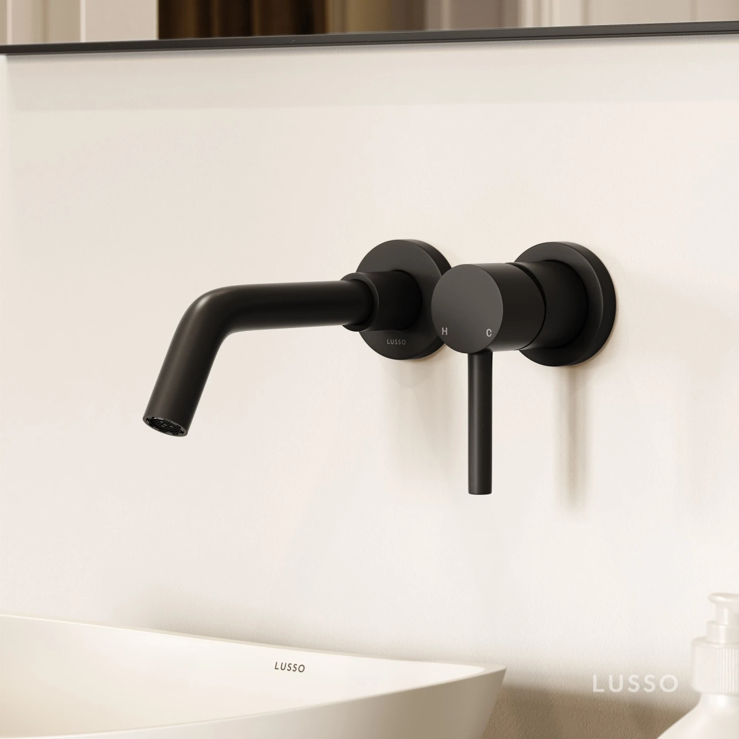 Luxe Matte Black Wall Mounted Basin Mixer Tap V1 1 Luxe Matte Black Wall Mounted Basin Mixer Tap V1