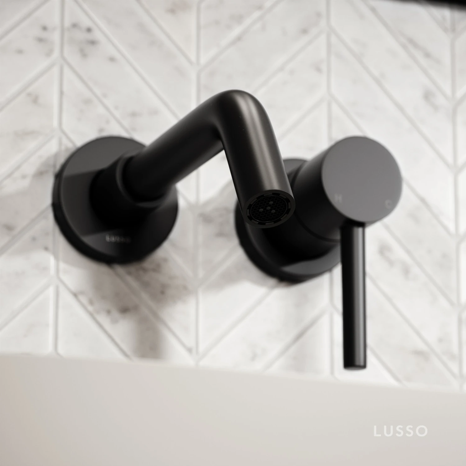 Luxe Matte Black Wall Mounted Basin Mixer Tap V1 2 Luxe Matte Black Wall Mounted Basin Mixer Tap V1 - Image 2