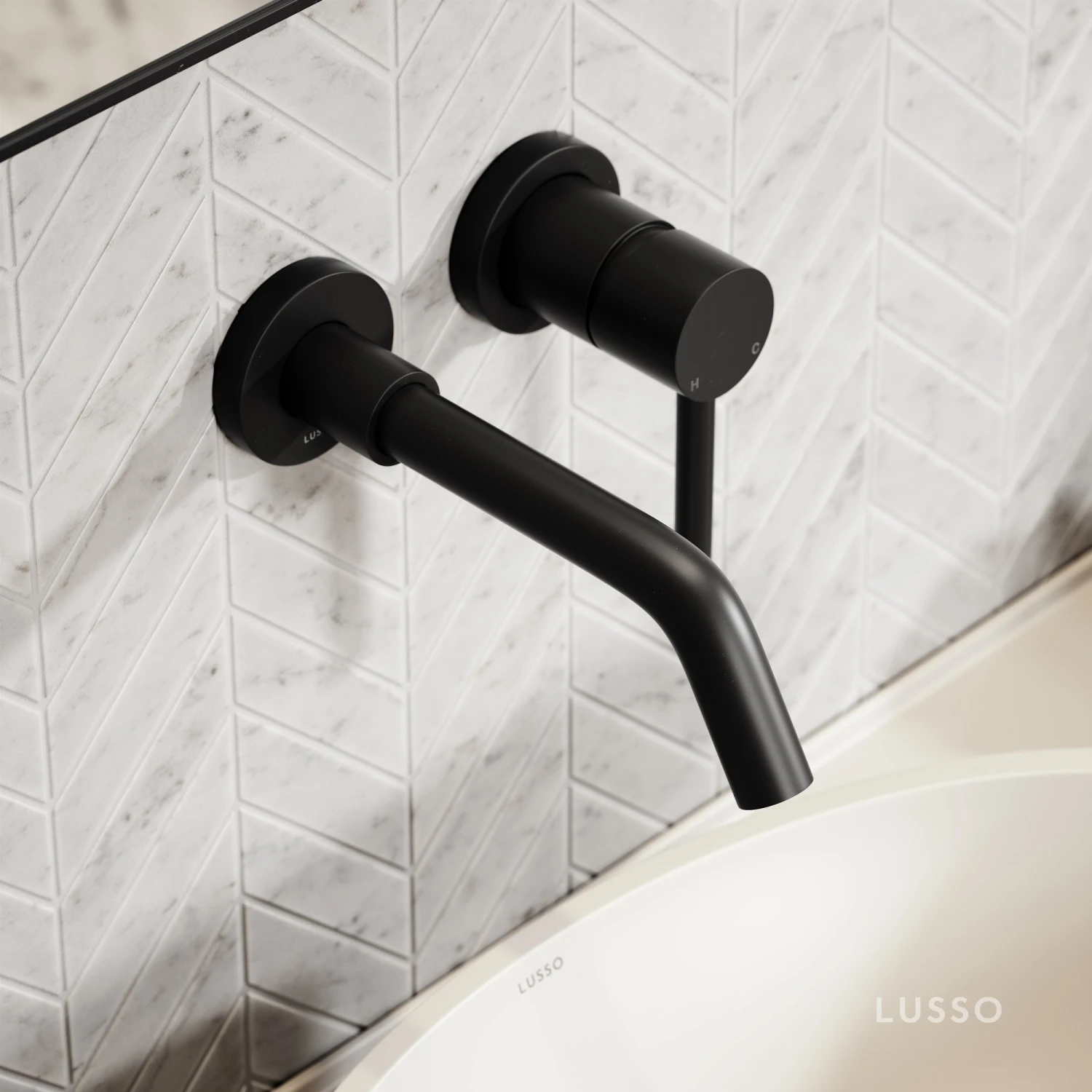 Luxe Matte Black Wall Mounted Basin Mixer Tap V1 3 Luxe Matte Black Wall Mounted Basin Mixer Tap V1 - Image 3
