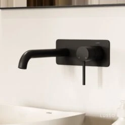 Luxe Matte Black Wall Mounted Basin Mixer Tap V2