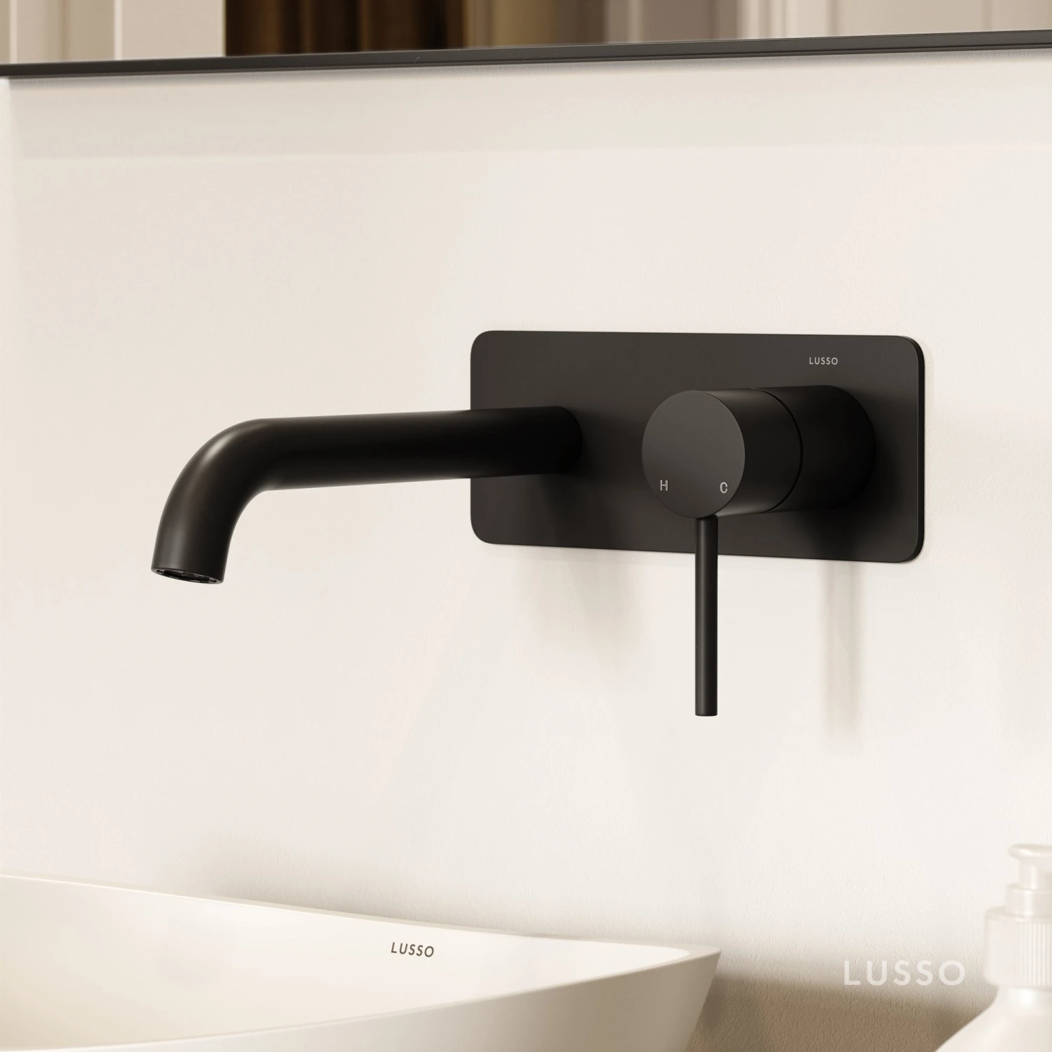 Luxe Matte Black Wall Mounted Basin Mixer Tap V2 1 Luxe Matte Black Wall Mounted Basin Mixer Tap V2