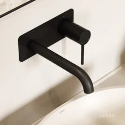 Luxe Matte Black Wall Mounted Basin Mixer Tap V2 7 Luxe Matte Black Wall Mounted Basin Mixer Tap V2 -Home Bathroom Shop luxe matte black wall mounted basin mixer tap v2 p477 46001 zoom