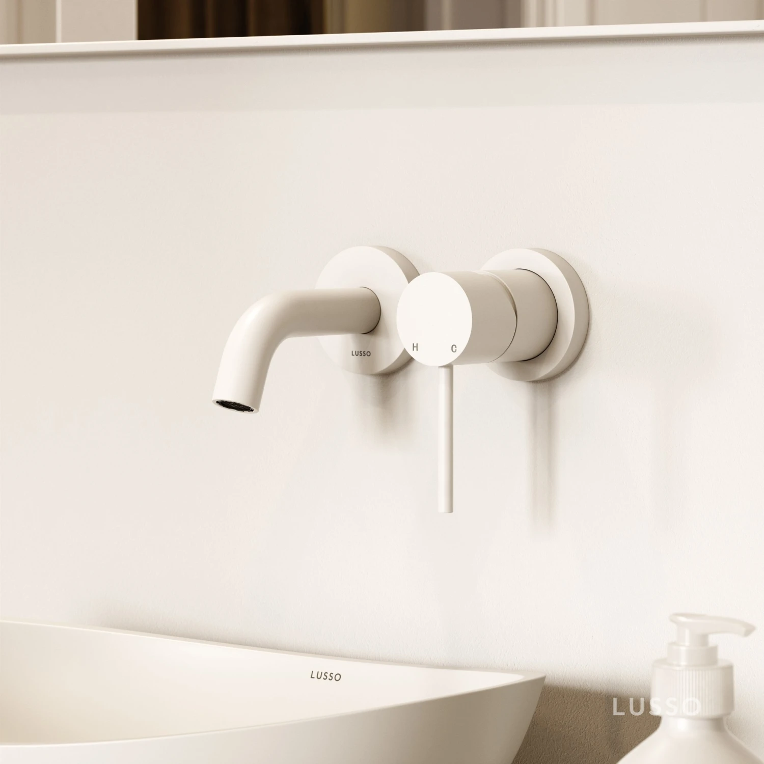 Luxe Matte White Short Projection Wall Mounted Basin Mixer Tap 1 Luxe Matte White Short Projection Wall Mounted Basin Mixer Tap