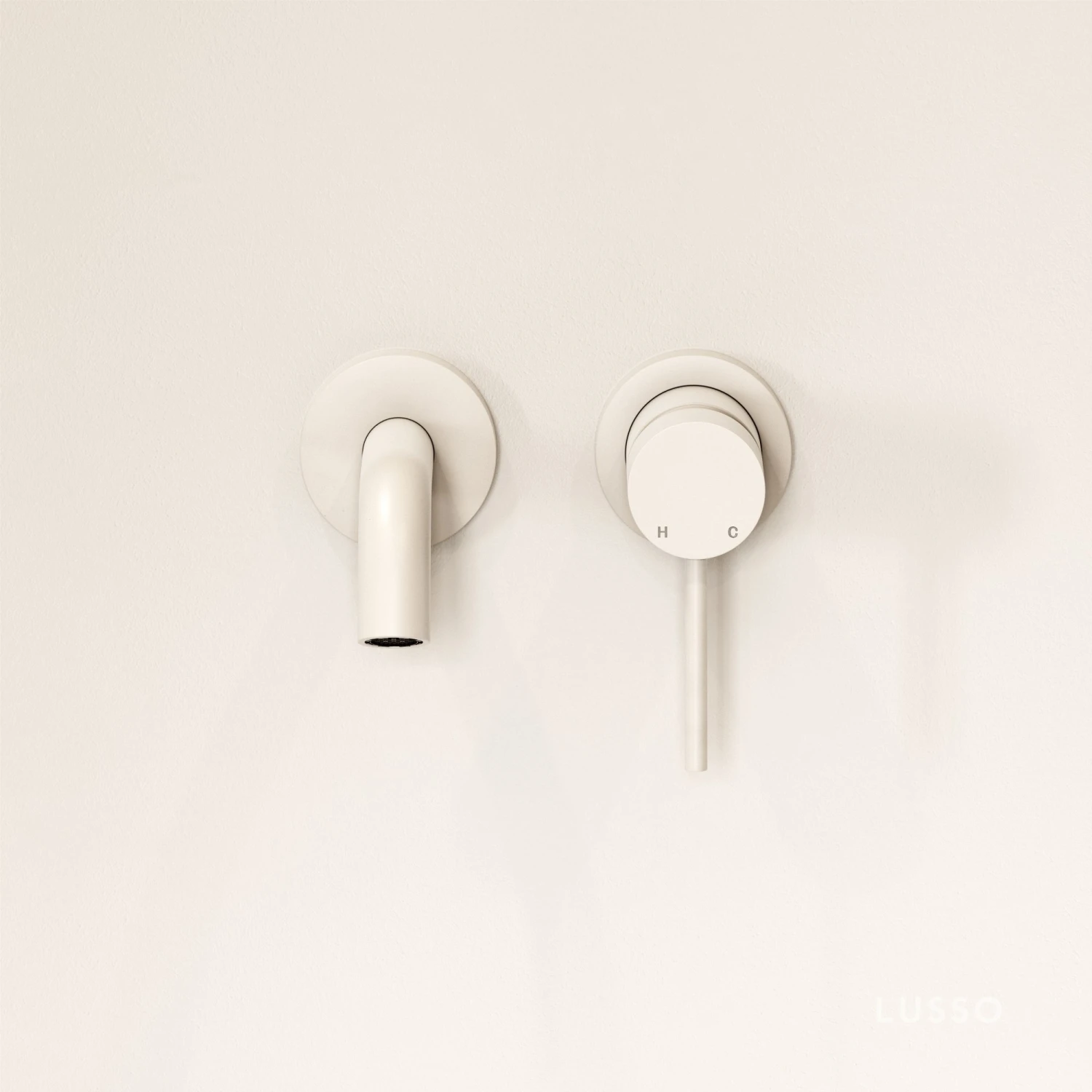 Luxe Matte White Short Projection Wall Mounted Basin Mixer Tap 4 Luxe Matte White Short Projection Wall Mounted Basin Mixer Tap - Image 4