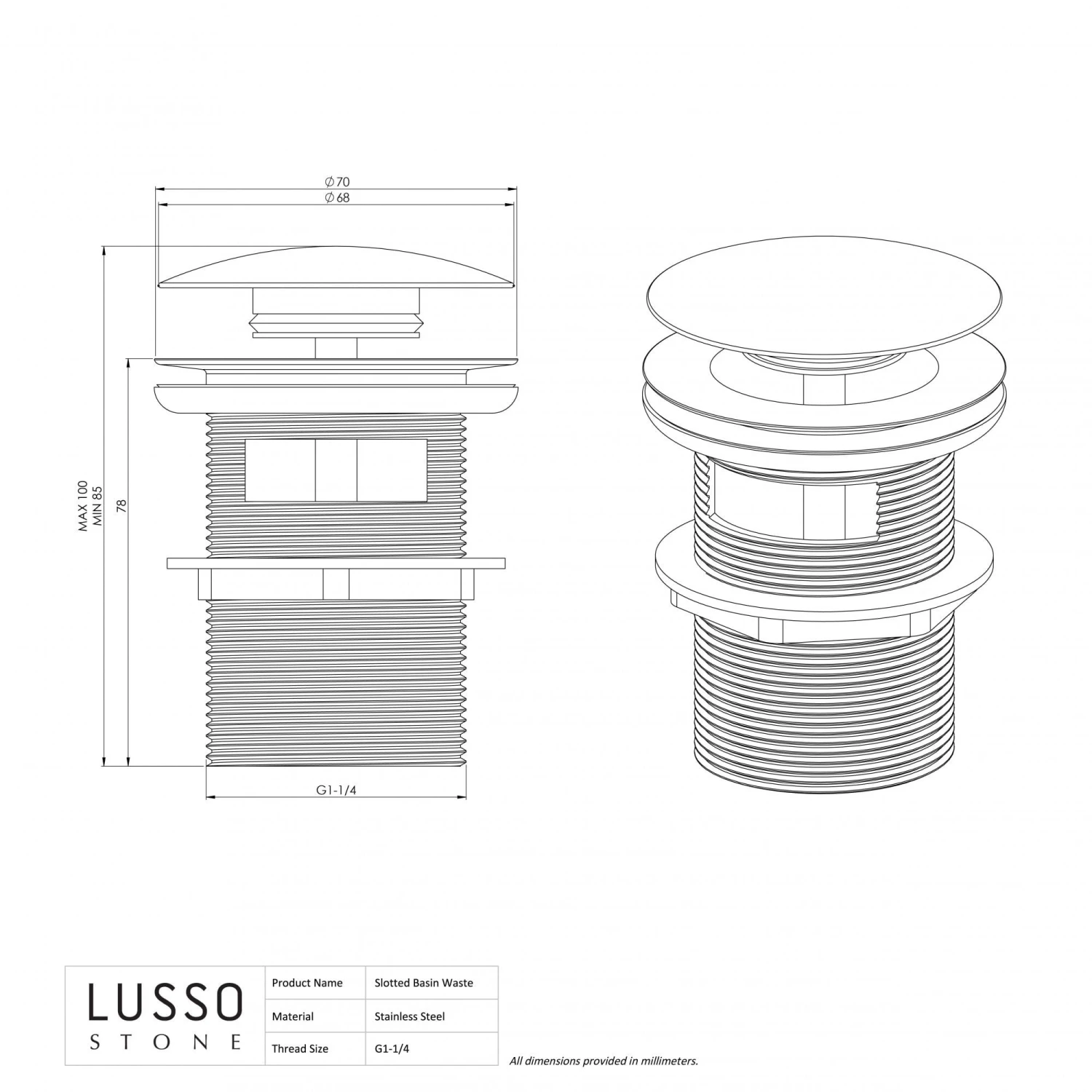 Luxe Matte White Slotted Click Clack Basin Waste 8 Luxe Matte White Slotted Click Clack Basin Waste - Image 8