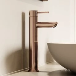 Luxe Rose Gold Basin Tall Monobloc Mixer Tap