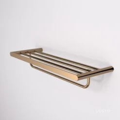 Luxe Rose Gold Towel Shelf With Rail 600mm -Home Bathroom Shop luxe rose gold towel shelf with rail 600mm p1115 6920 zoom