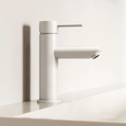 Luxe Silk Matte White Monobloc Basin Mixer Tap