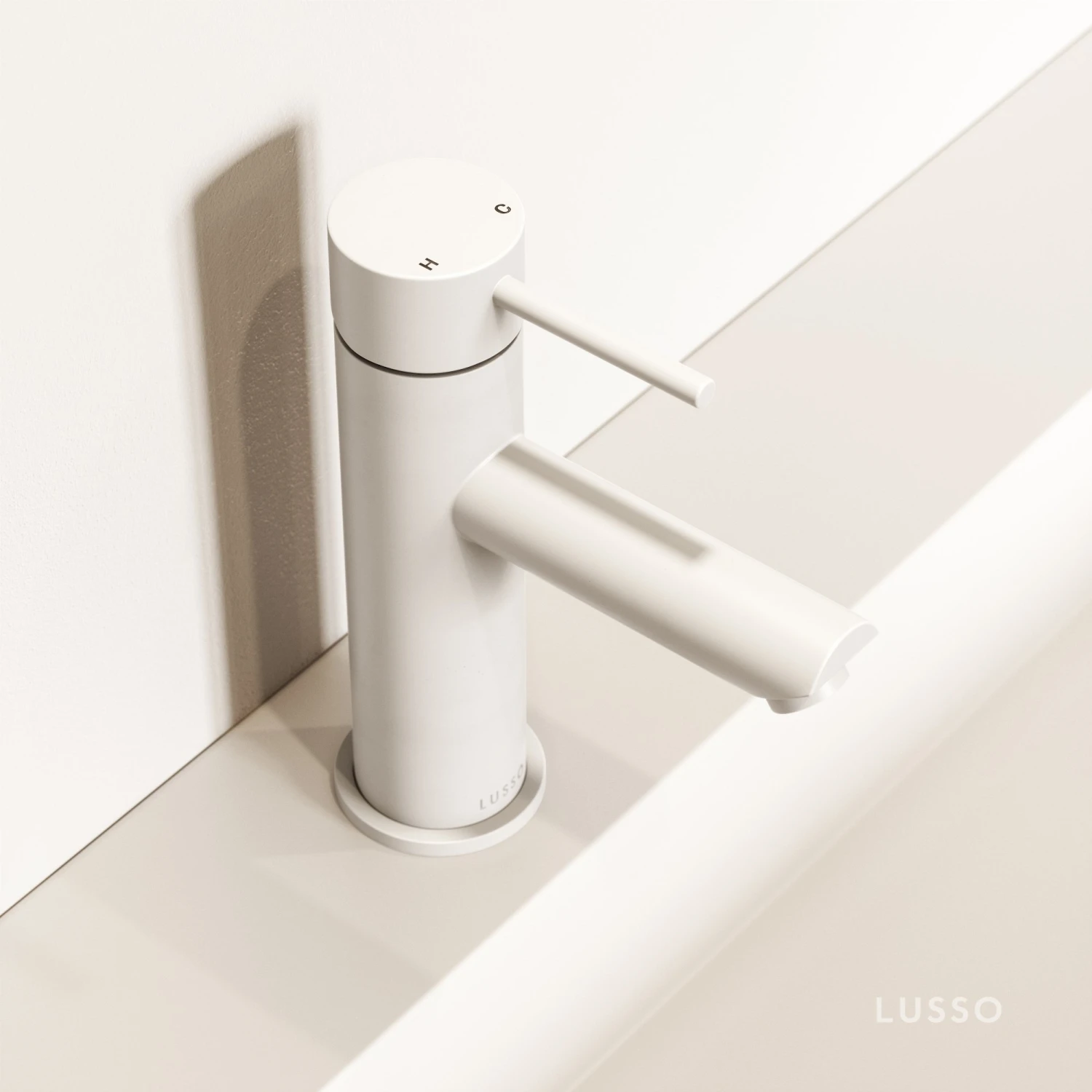 Luxe Silk Matte White Monobloc Basin Mixer Tap 4 Luxe Silk Matte White Monobloc Basin Mixer Tap - Image 4