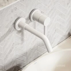 Luxe Silk Matte White Wall Mounted Basin Mixer Tap V1 7 Luxe Silk Matte White Wall Mounted Basin Mixer Tap V1 -Home Bathroom Shop luxe silk matte white wall mounted basin mixer tap v1 p2364 45989 zoom