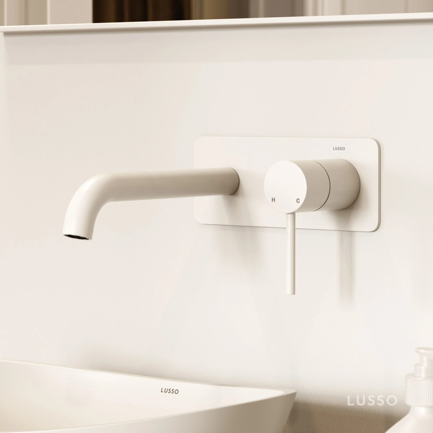 Luxe Silk Matte White Wall Mounted Basin Mixer Tap V2 1 Luxe Silk Matte White Wall Mounted Basin Mixer Tap V2