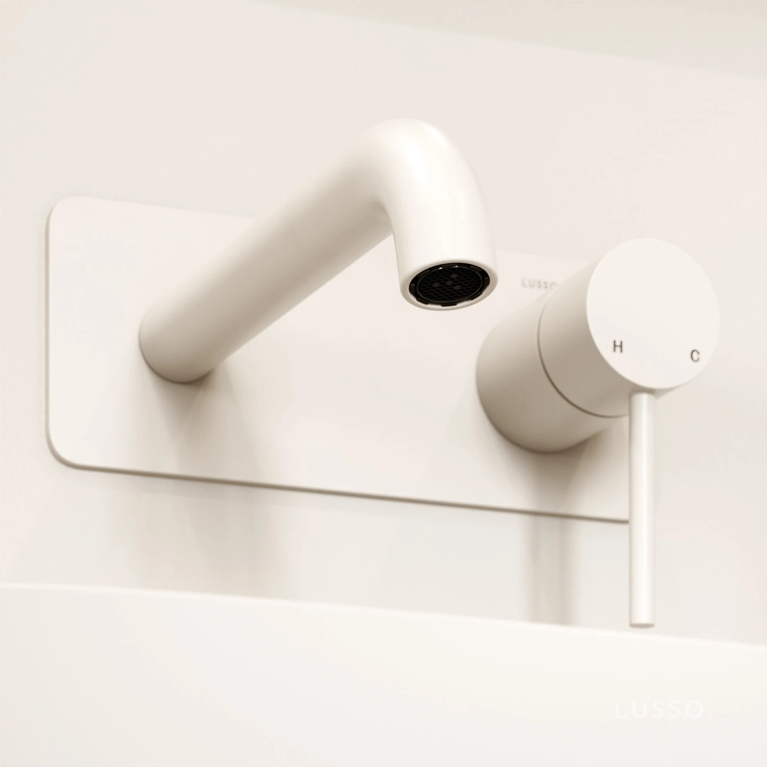 Luxe Silk Matte White Wall Mounted Basin Mixer Tap V2 2 Luxe Silk Matte White Wall Mounted Basin Mixer Tap V2 - Image 2