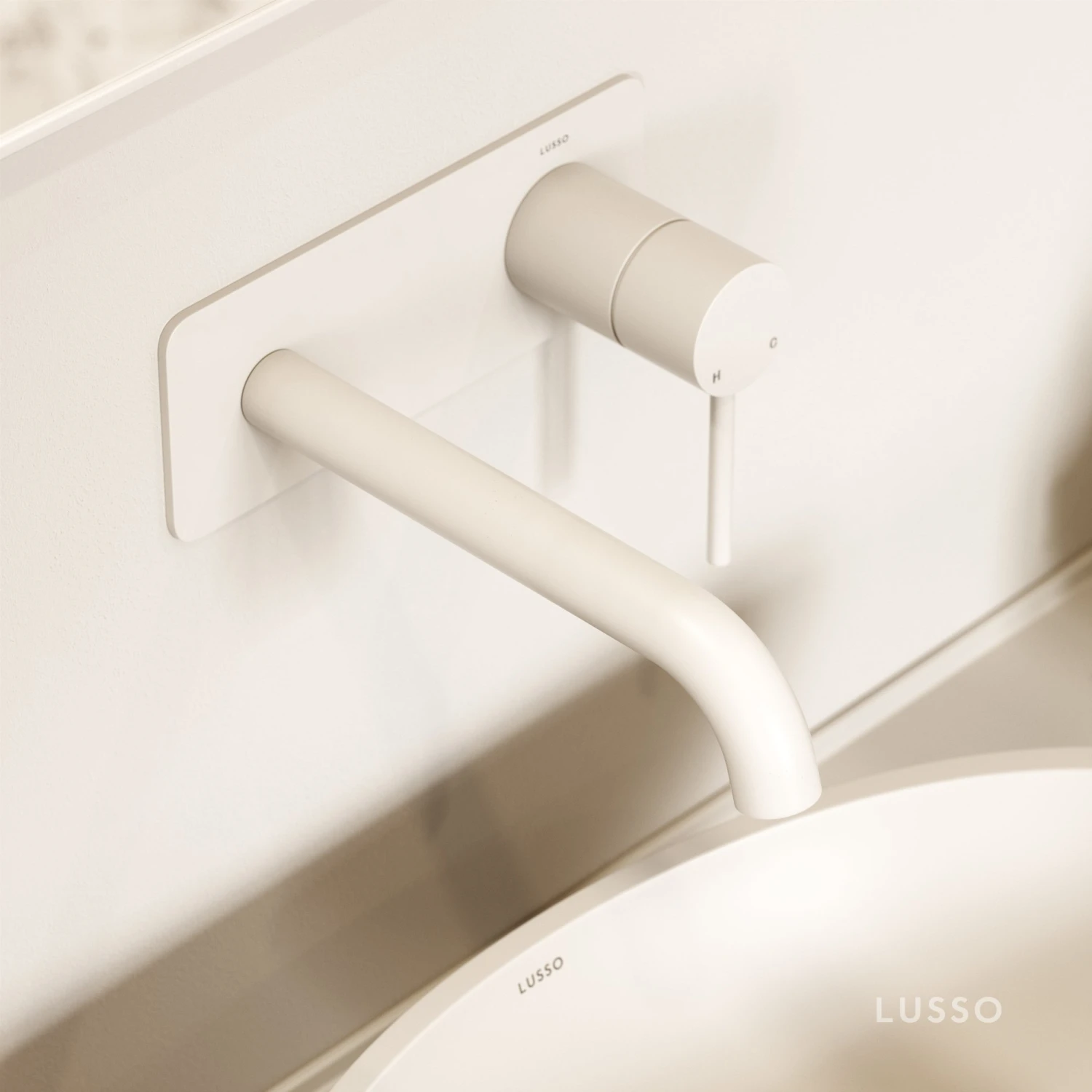 Luxe Silk Matte White Wall Mounted Basin Mixer Tap V2 3 Luxe Silk Matte White Wall Mounted Basin Mixer Tap V2 - Image 3