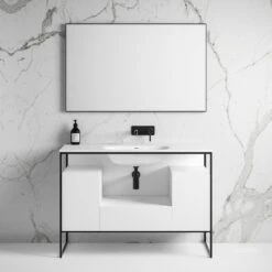 Luxe Vanity Unit With Stone Basin (Matte Black Frame 1200mm)