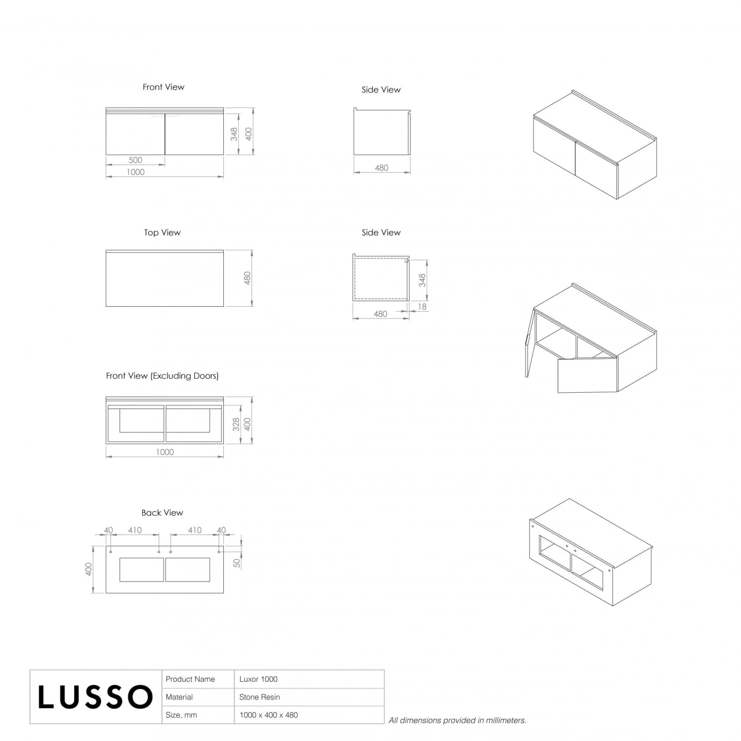 Luxor Bathroom Vanity Storage Cabinet 1000mm 7 Luxor Bathroom Vanity Storage Cabinet 1000mm - Image 7