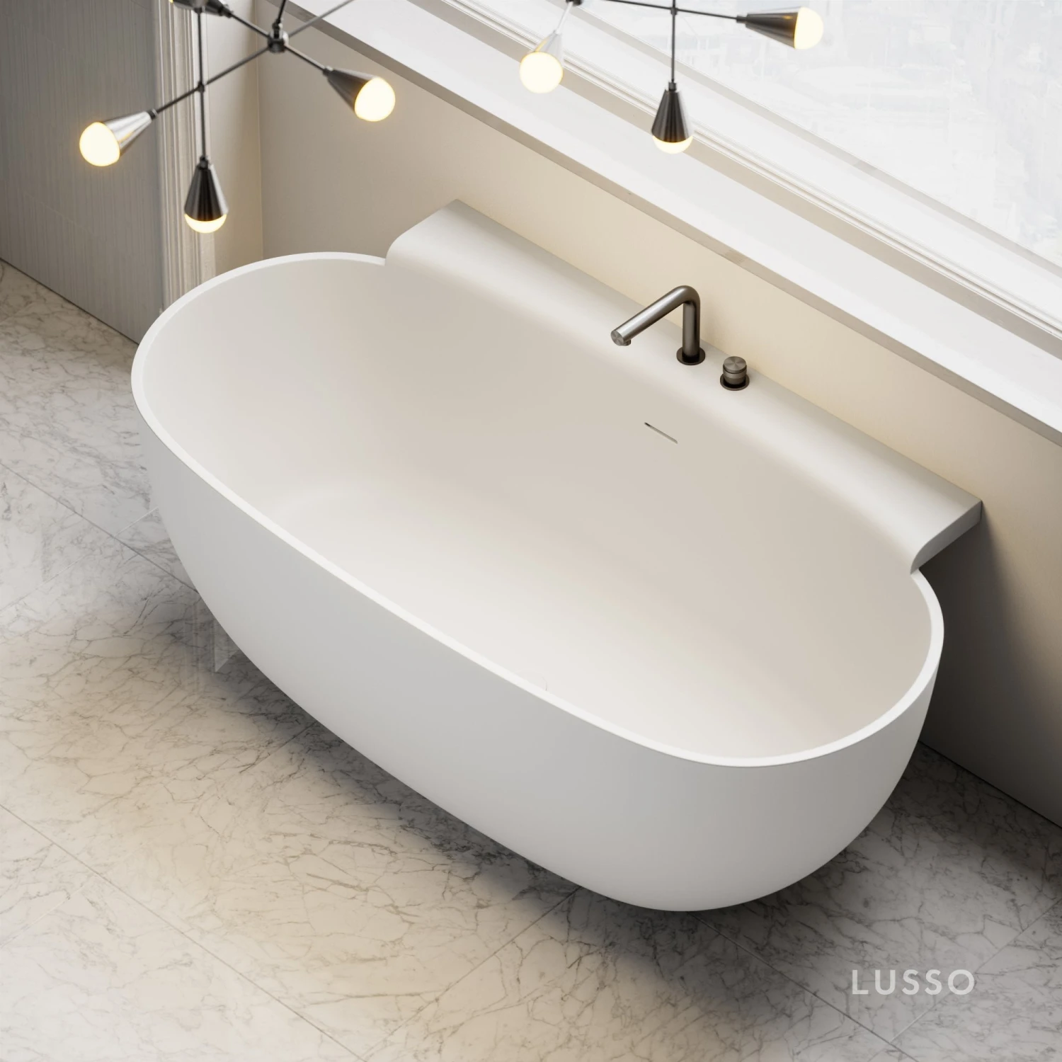 Marni Freestanding Stone Bath 1580mm 2 Marni Freestanding Stone Bath 1580mm - Image 2