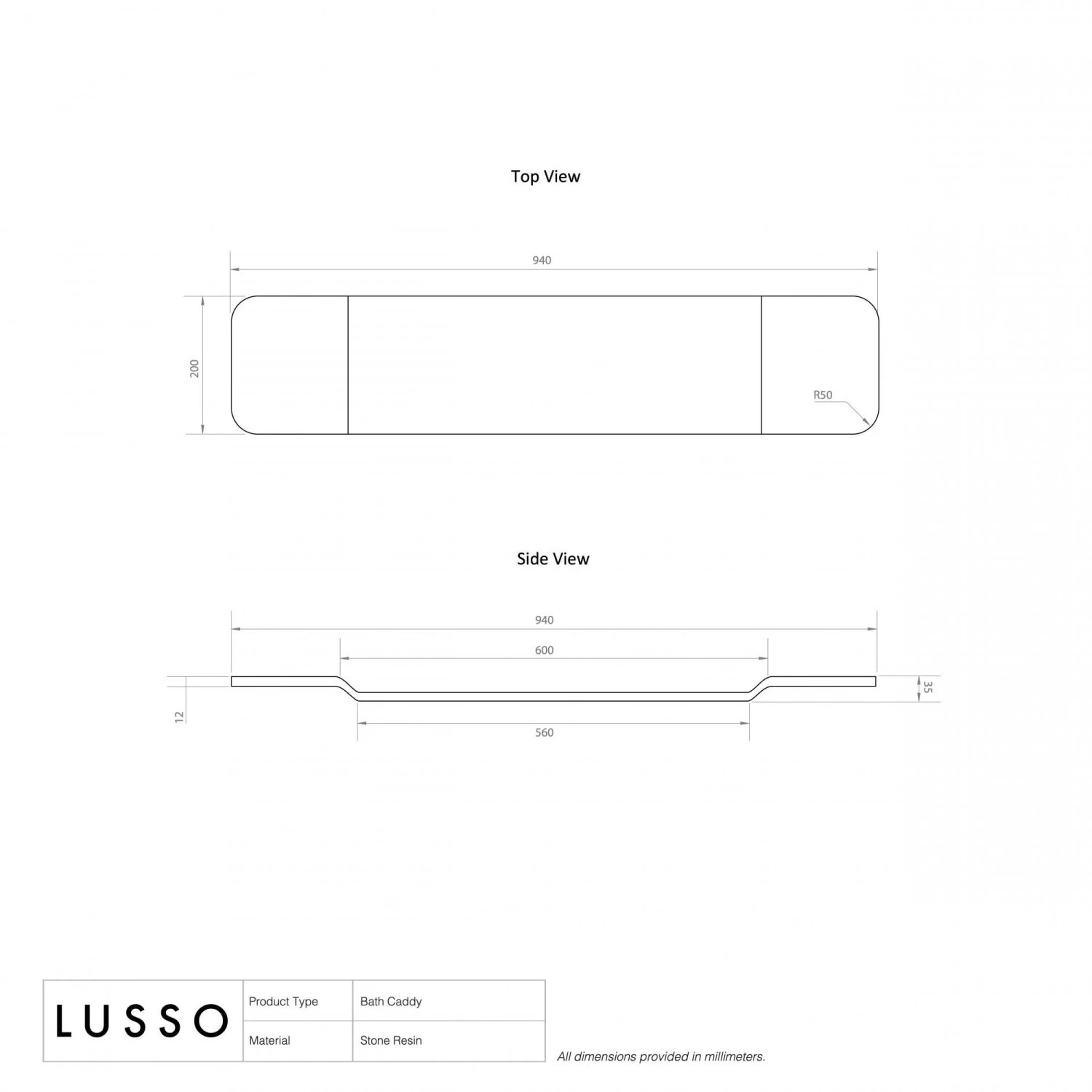 Modern Stone Resin Bath Caddy Matte 2 Modern Stone Resin Bath Caddy Matte - Image 2