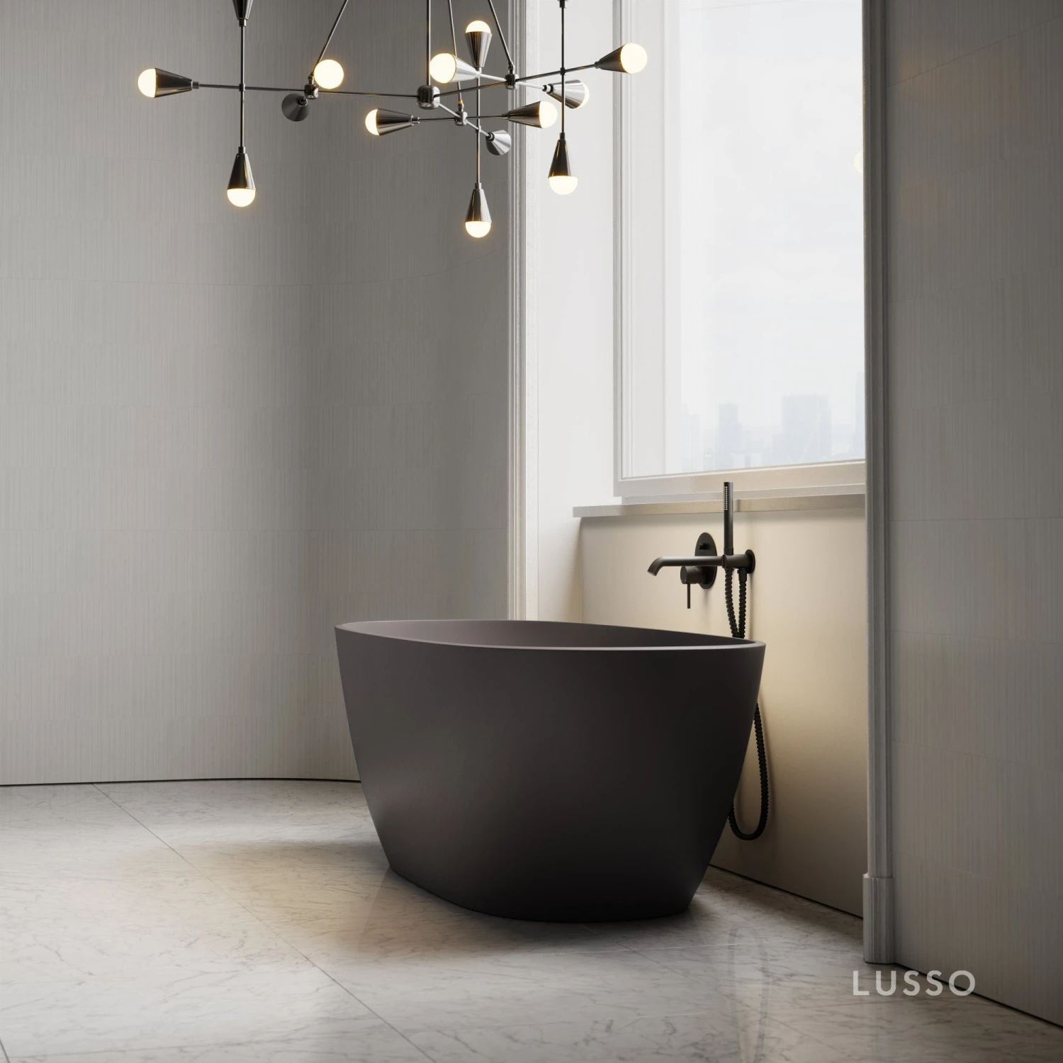 Monaco Charcoal Freestanding Stone Bath 1700mm 3 Monaco Charcoal Freestanding Stone Bath 1700mm - Image 3