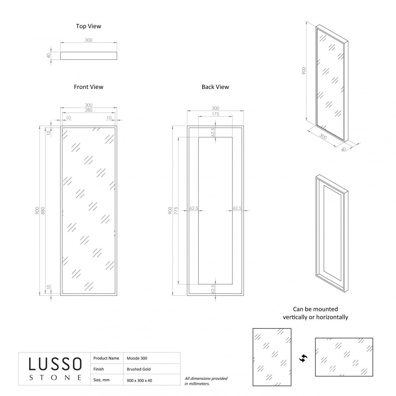Moode Brushed Gold Mirror 300mm 3 Moode Brushed Gold Mirror 300mm - Image 3
