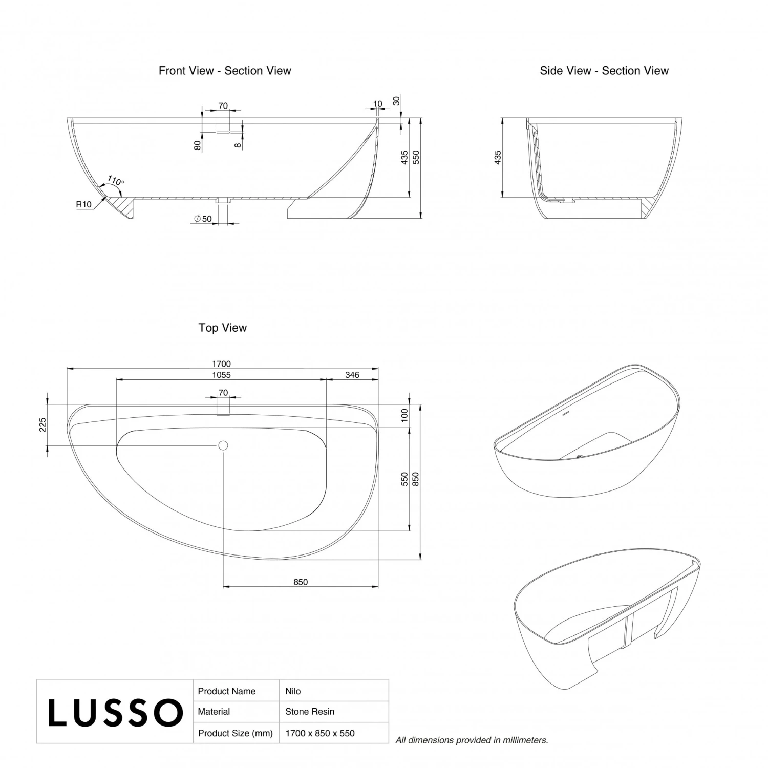 Nilo Freestanding Stone Bath 1700mm 5 Nilo Freestanding Stone Bath 1700mm - Image 5