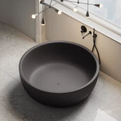 Notion Charcoal Stone Resin Freestanding Round Bath 1350mm