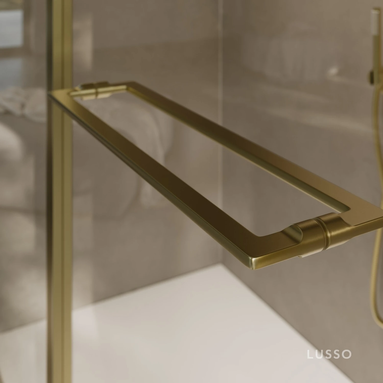 Nouveau Brushed Gold Hinged Shower Door & Screen (All Sizes) 5 Nouveau Brushed Gold Hinged Shower Door & Screen (All Sizes) - Image 5