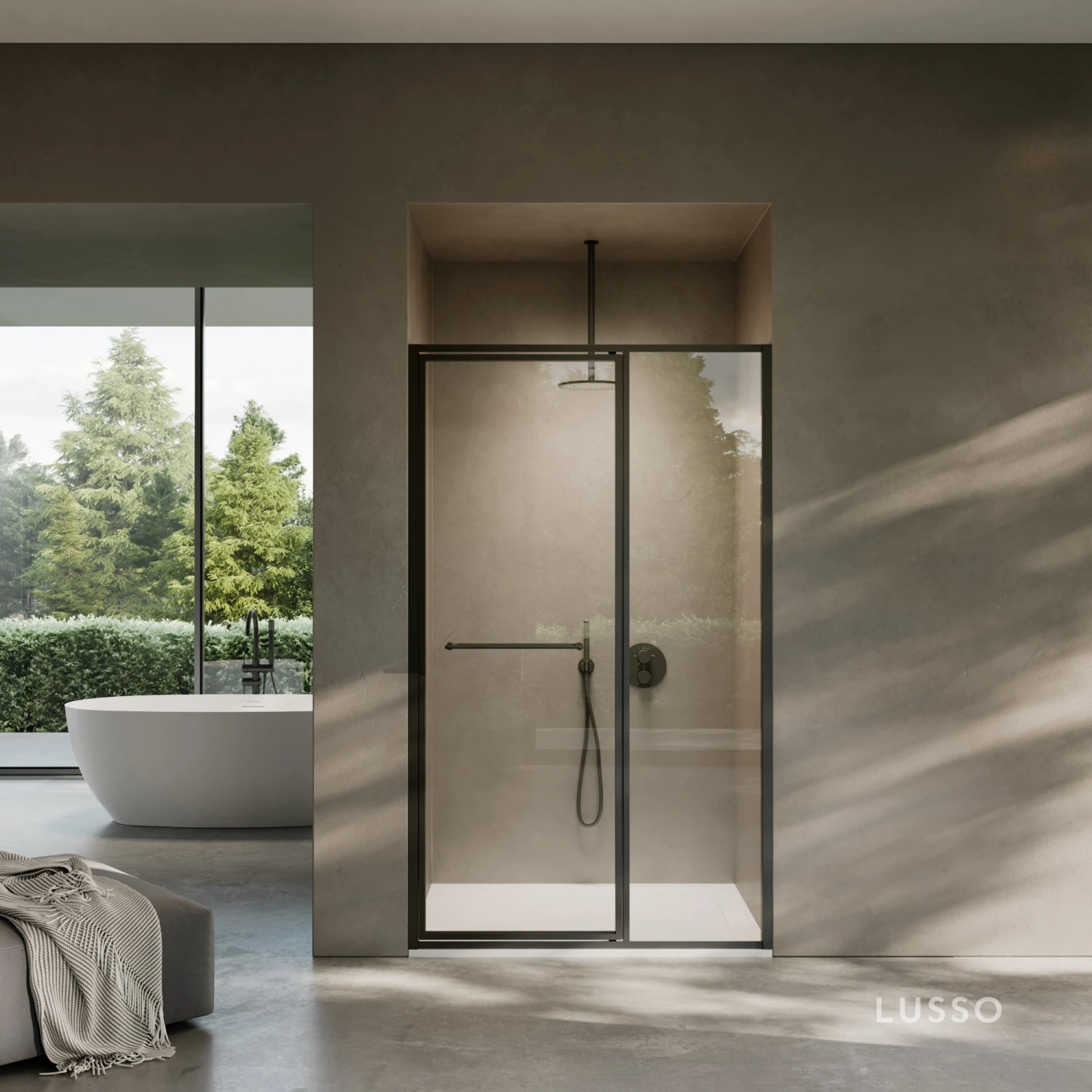 Nouveau Matte Black Hinged Shower Door & Screen (All Sizes) 2 Nouveau Matte Black Hinged Shower Door & Screen (All Sizes) - Image 2