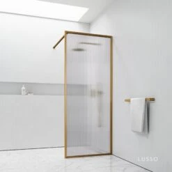 Opulence Reeded Glass Brushed Gold Shower Screen -Home Bathroom Shop opulence reeded glass brushed gold shower screen p2889 34829 zoom