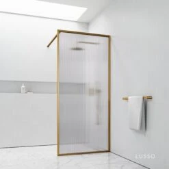 Opulence Reeded Glass Brushed Gold Shower Screen -Home Bathroom Shop opulence reeded glass brushed gold shower screen p2889 34830 zoom