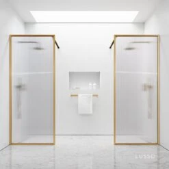 Opulence Reeded Glass Brushed Gold Shower Screen -Home Bathroom Shop opulence reeded glass brushed gold shower screen p2889 34834 zoom