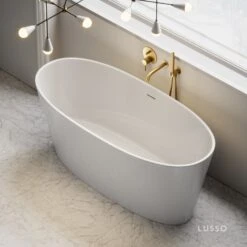 Oval Freestanding Stone Bath 1580mm -Home Bathroom Shop oval freestanding stone bath 1580mm p26 17426 zoom