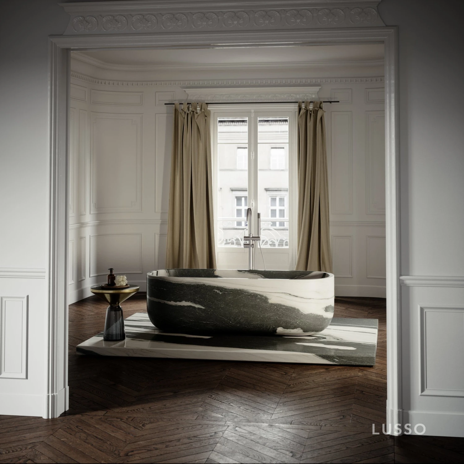 Panda Marble Designo Freestanding Stone Bath 1780mm 1 Panda Marble Designo Freestanding Stone Bath 1780mm