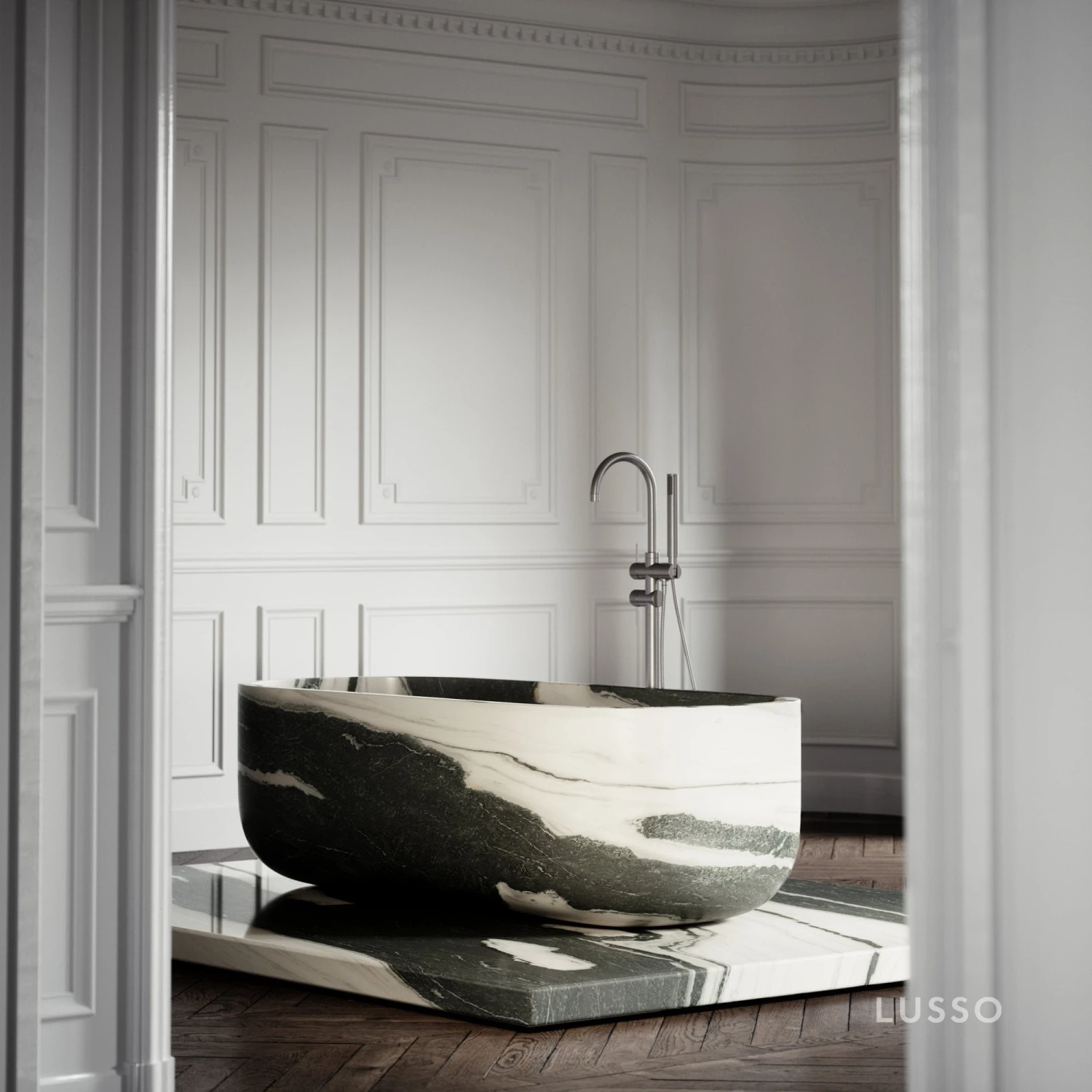 Panda Marble Designo Freestanding Stone Bath 1780mm 2 Panda Marble Designo Freestanding Stone Bath 1780mm - Image 2
