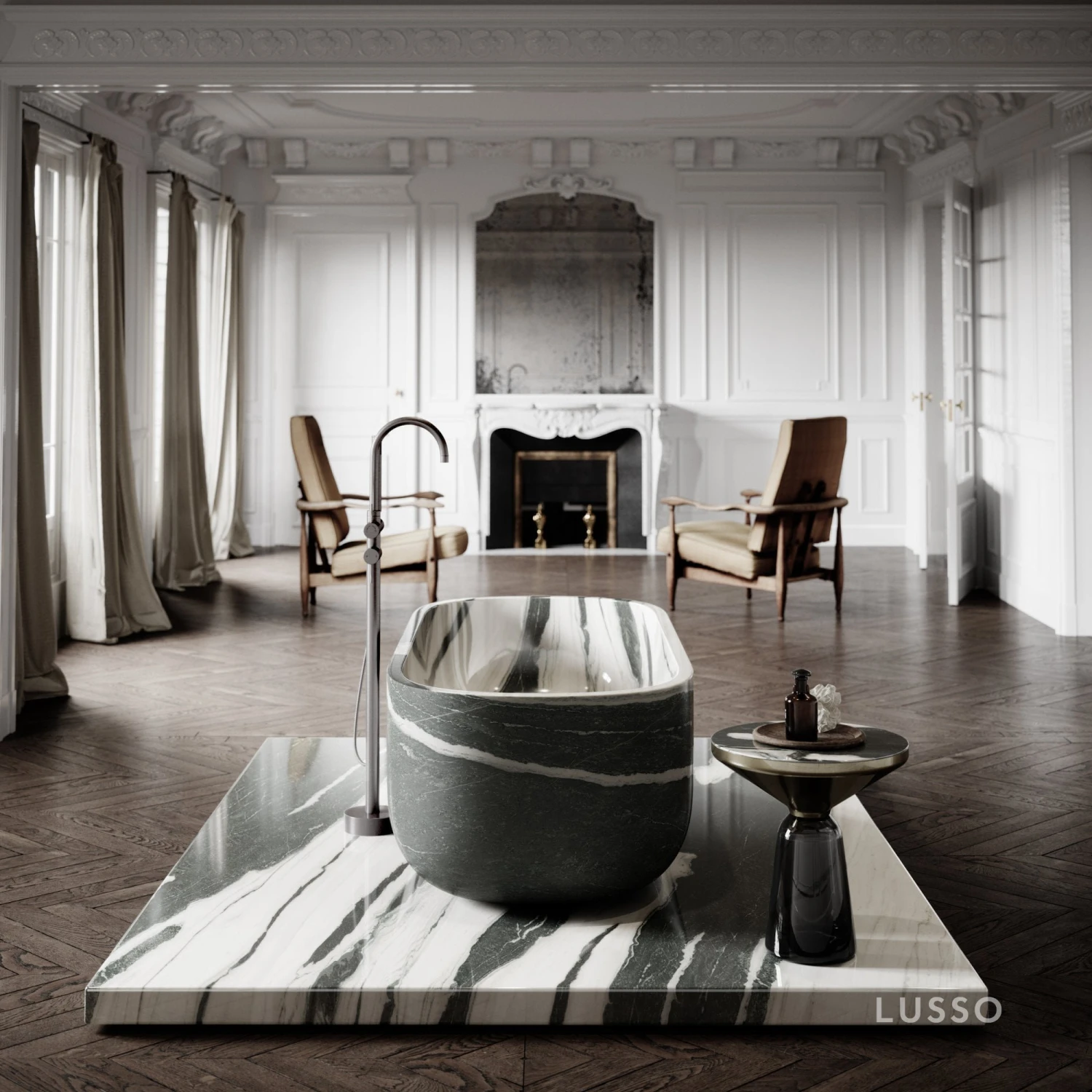Panda Marble Designo Freestanding Stone Bath 1780mm 3 Panda Marble Designo Freestanding Stone Bath 1780mm - Image 3