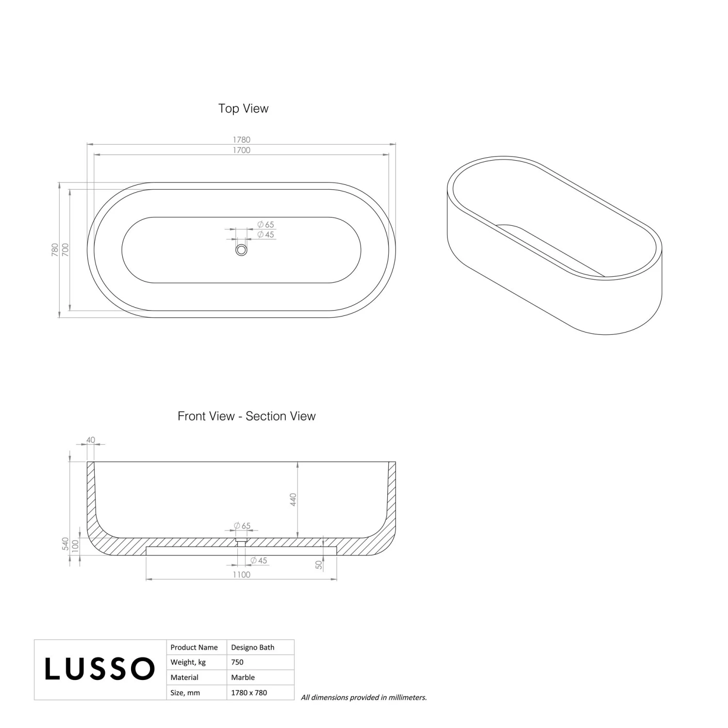 Panda Marble Designo Freestanding Stone Bath 1780mm 5 Panda Marble Designo Freestanding Stone Bath 1780mm - Image 5