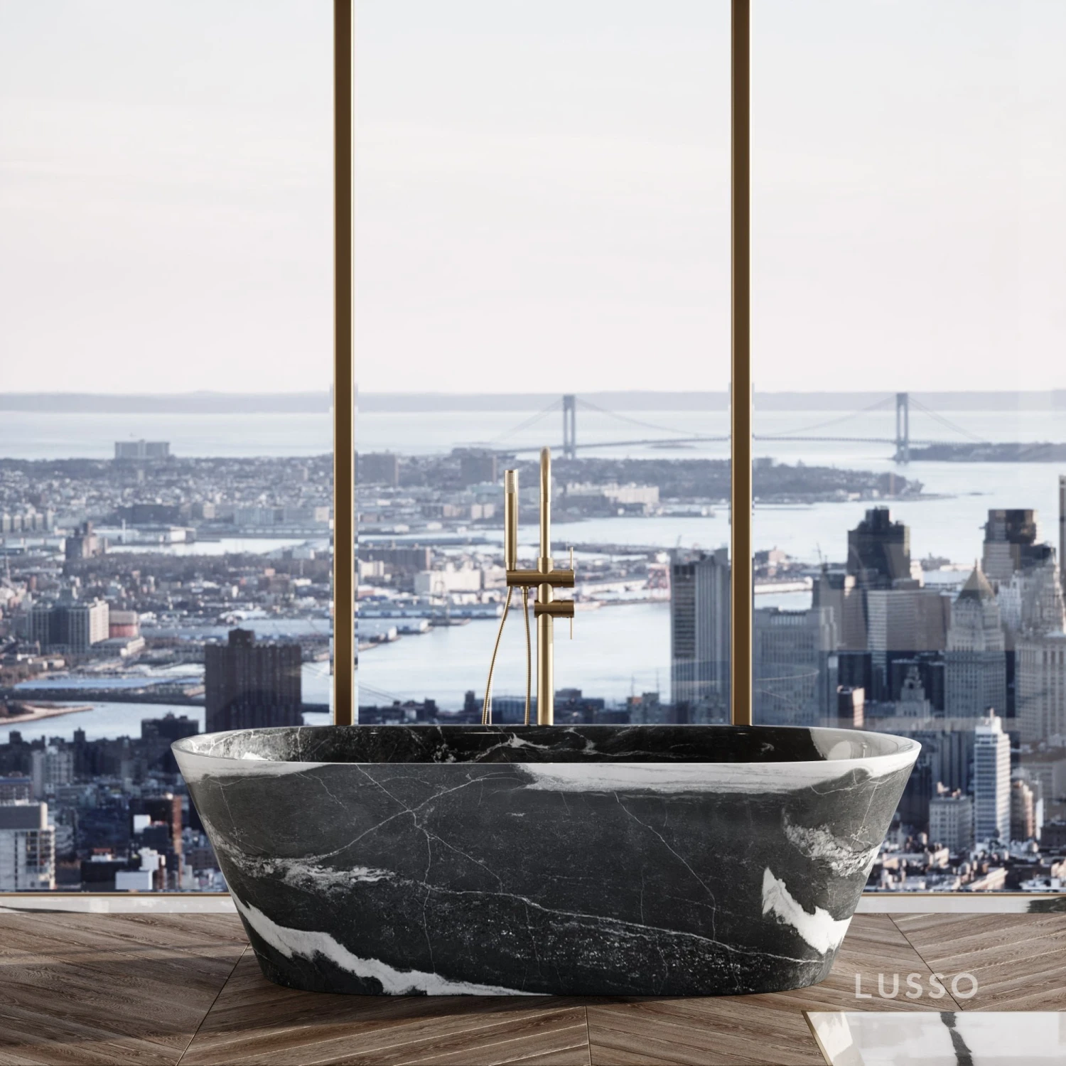 Panda Marble Muse Freestanding Stone Bath 1700mm 3 Panda Marble Muse Freestanding Stone Bath 1700mm - Image 3