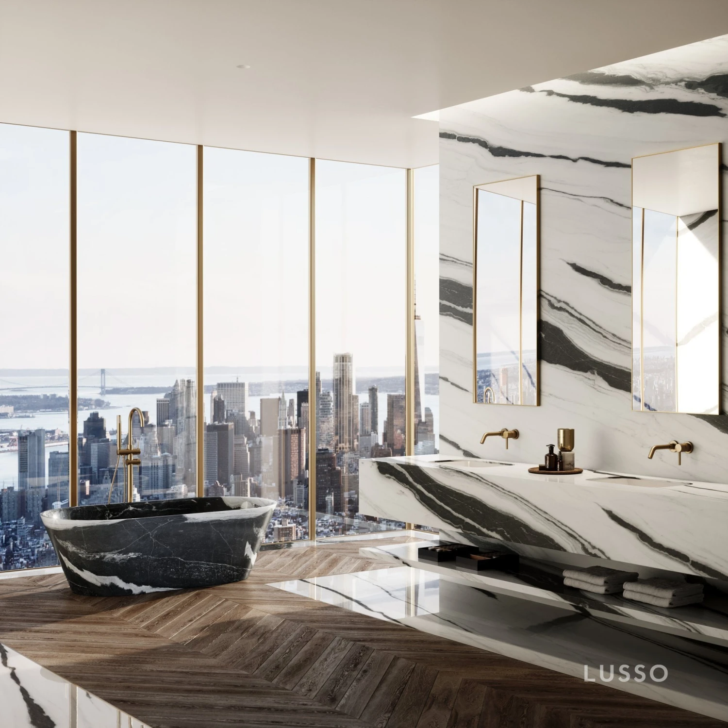 Panda Marble Muse Freestanding Stone Bath 1700mm 4 Panda Marble Muse Freestanding Stone Bath 1700mm - Image 4