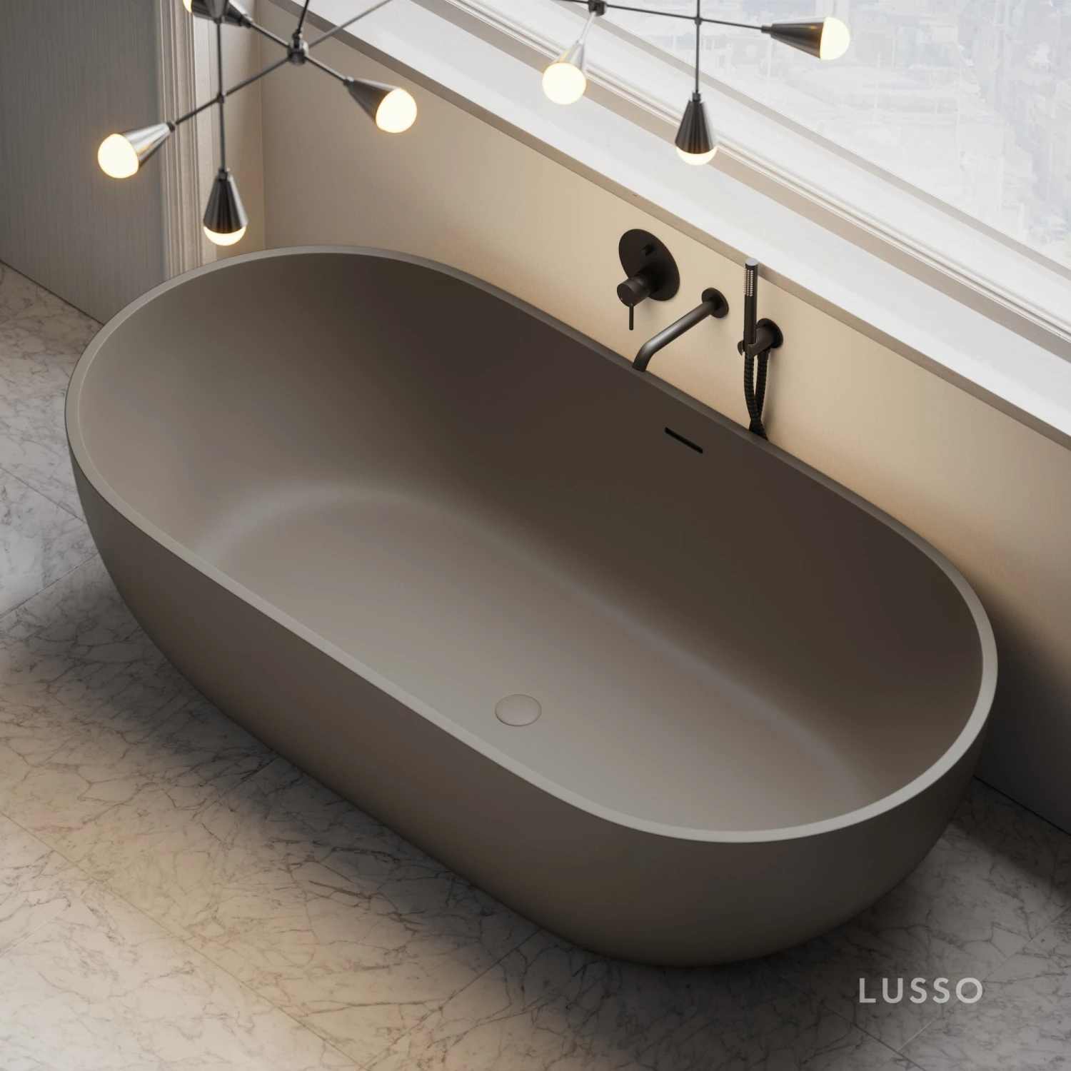 Picasso Grigio Earth Freestanding Stone Bath 1780mm 2 Picasso Grigio Earth Freestanding Stone Bath 1780mm - Image 2