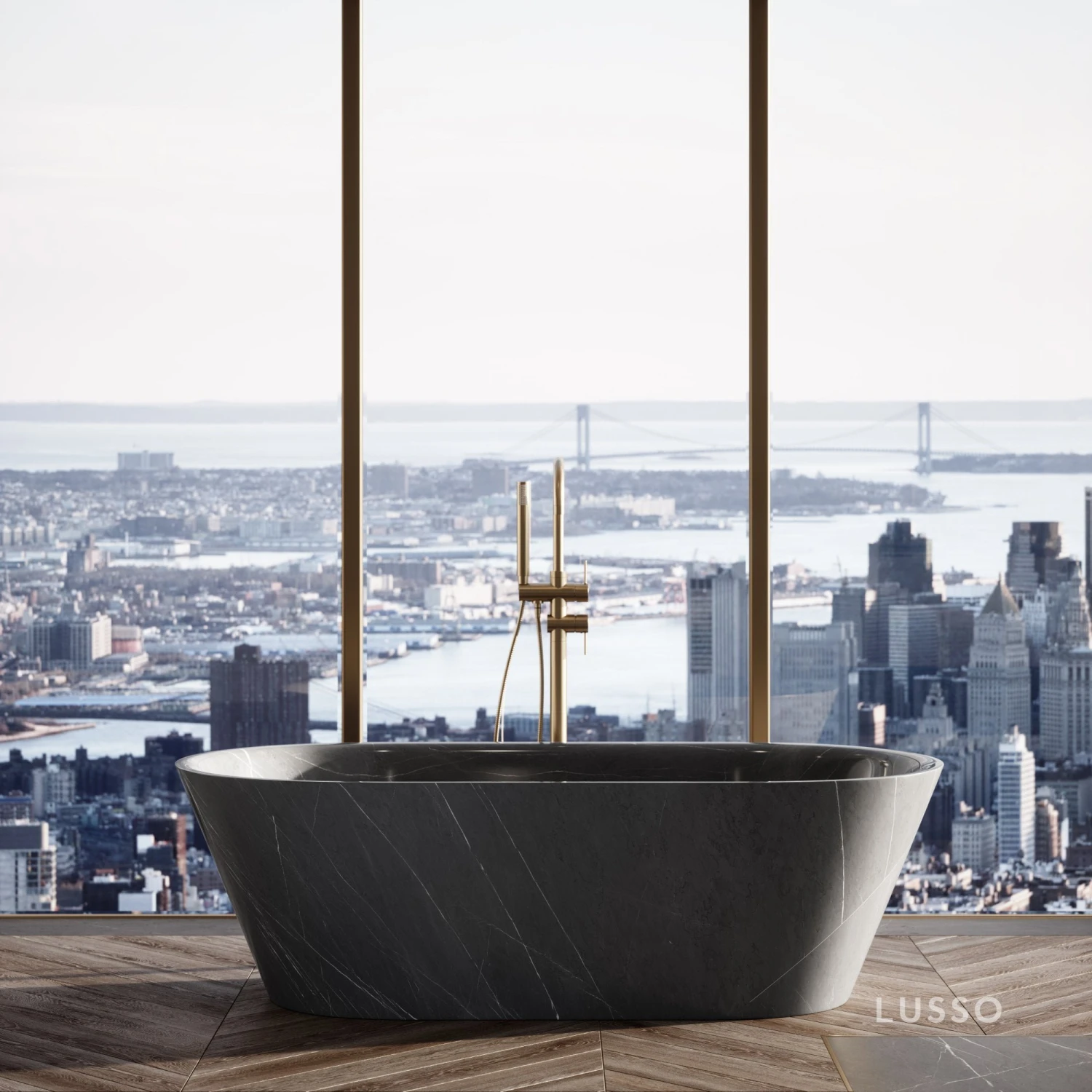 Pietra Grey Marble Muse Freestanding Stone Bath 1700mm 2 Pietra Grey Marble Muse Freestanding Stone Bath 1700mm - Image 2