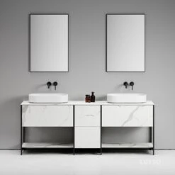 Porcelanato Bathroom Vanity Unit With Carrara Porcelain 2000mm