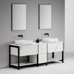 Porcelanato Bathroom Vanity Unit With Carrara Porcelain 2000mm -Home Bathroom Shop porcelanato bathroom vanity unit with carrara porcelain 2000mm p2312 12874 zoom