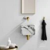 Porto Short Projection Wall Mounted Basin Tap (Brushed Gold & Arabescato Marble)