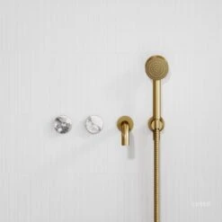 Porto Wall Mounted Bath Filler (Brushed Gold & Arabescato Marble)