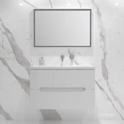 Puro Vanity Unit With Stone Basin (Gloss White 900mm)