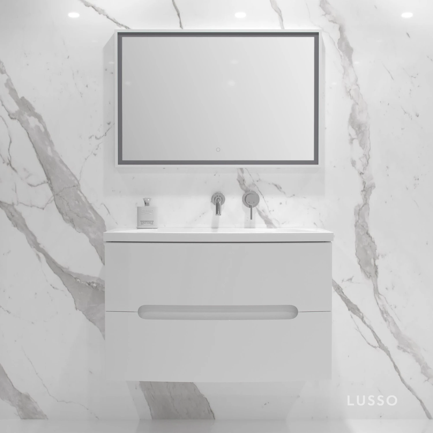 Puro Vanity Unit With Stone Basin (Gloss White 900mm) 1 Puro Vanity Unit With Stone Basin (Gloss White 900mm)