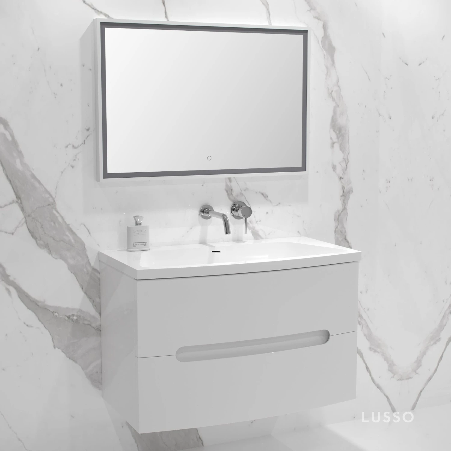Puro Vanity Unit With Stone Basin (Gloss White 900mm) 3 Puro Vanity Unit With Stone Basin (Gloss White 900mm) - Image 3